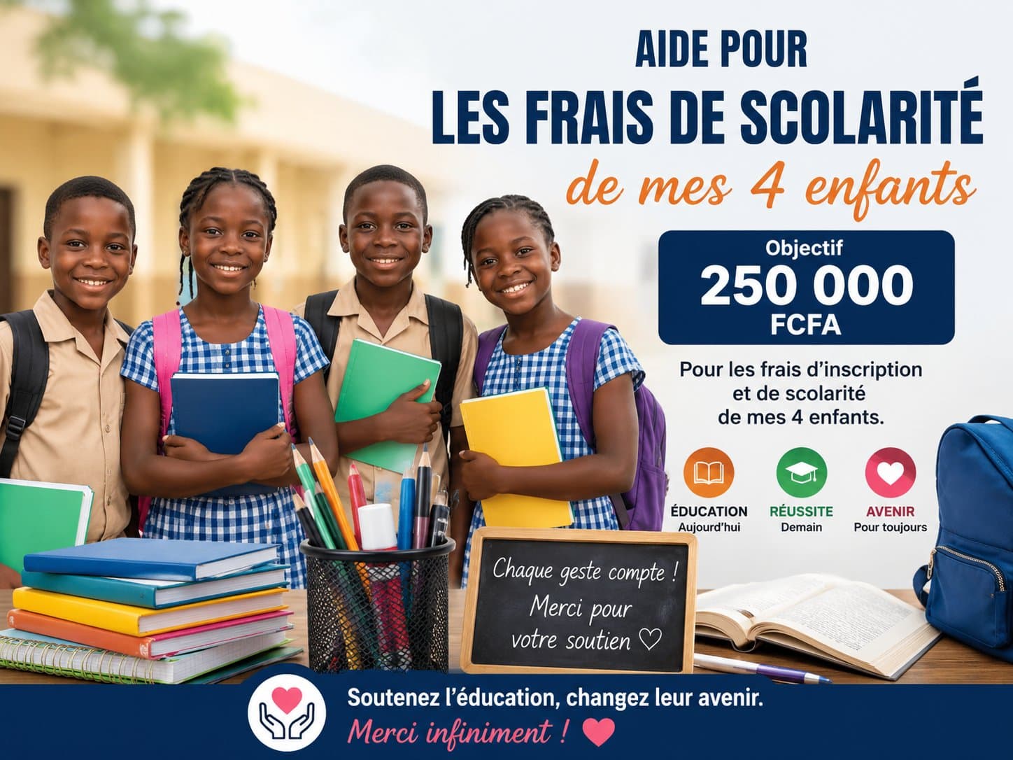 Aide pour les frais de scolarité de mes 4 enfants