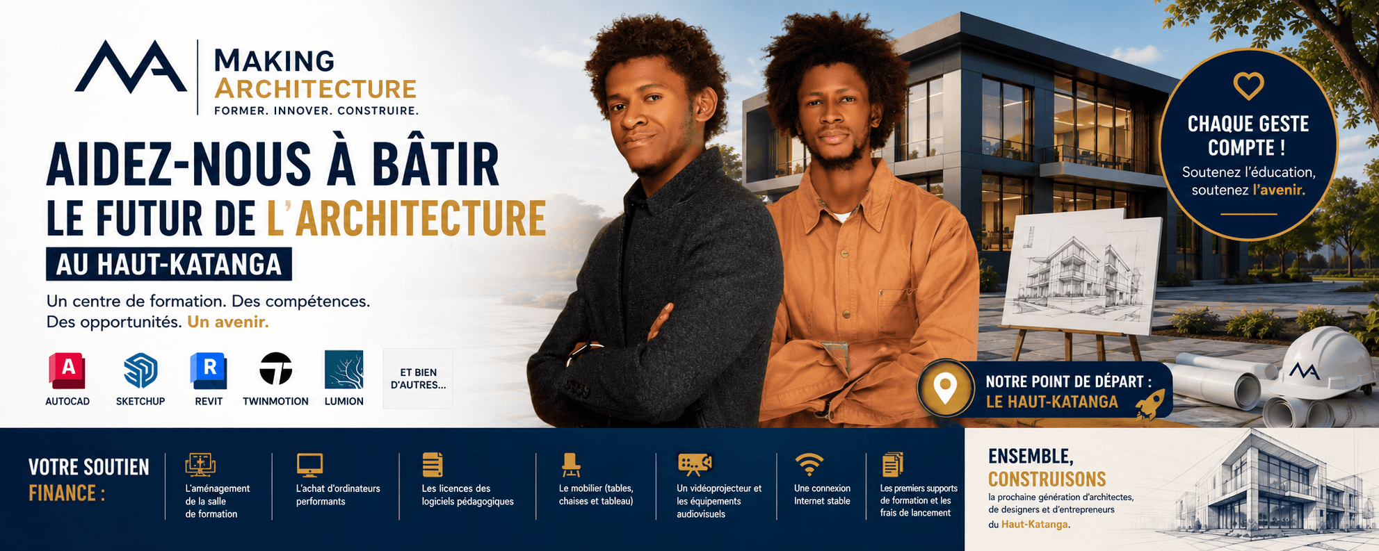 Aidez-nous à offrir un avenir aux jeunes architectes du Haut-Katanga